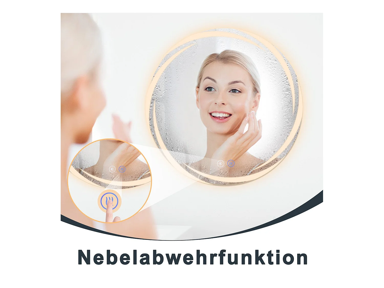 Miroir de salle de bain NETTLIFE avec éclairage, miroir de salle de bain rond à LED, miroir de salle de bain rond IP44 de 80 cm avec fonction tactile