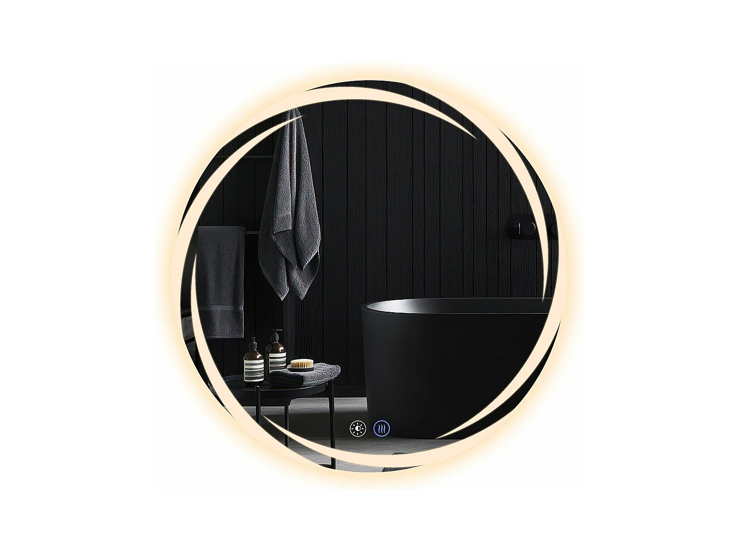 NETTLIFE Badkamerspiegel met verlichting, ronde LED-badkamerspiegel, ronde badkamerspiegel van 80 cm met IP44-touchfunctie