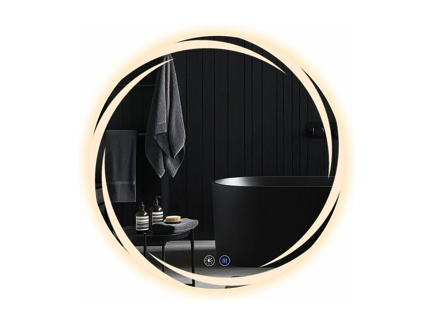 Miroir de salle de bain NETTLIFE avec éclairage, miroir de salle de bain rond à LED, miroir de salle de bain rond IP44 de 80 cm avec fonction tactile