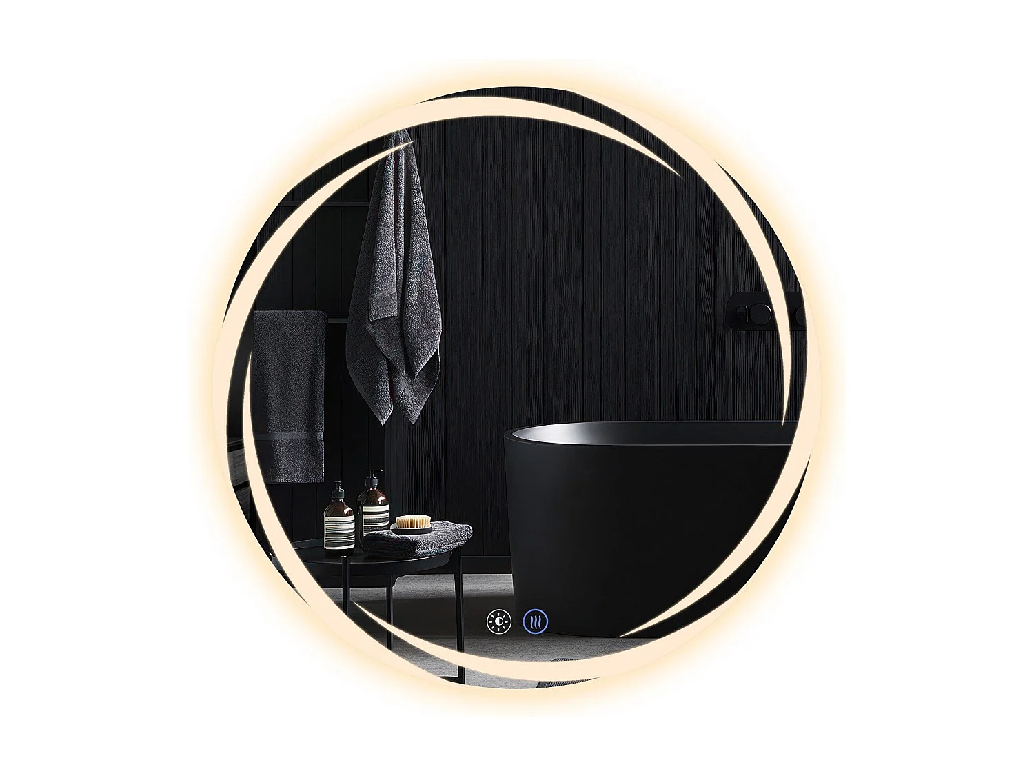 Miroir de salle de bain NETTLIFE avec éclairage, miroir de salle de bain rond à LED, miroir de salle de bain rond IP44 de 80 cm avec fonction tactile