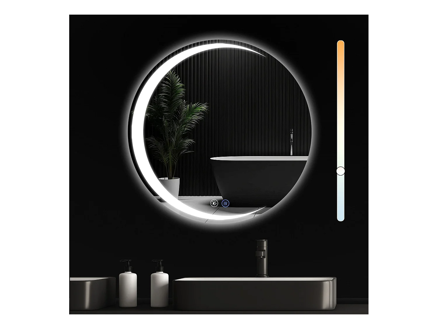 Miroir de salle de bain NETTLIFE avec éclairage, miroir de salle de bain rond à LED IP44, miroir de salle de bain rond 70 cm avec fonction tactile