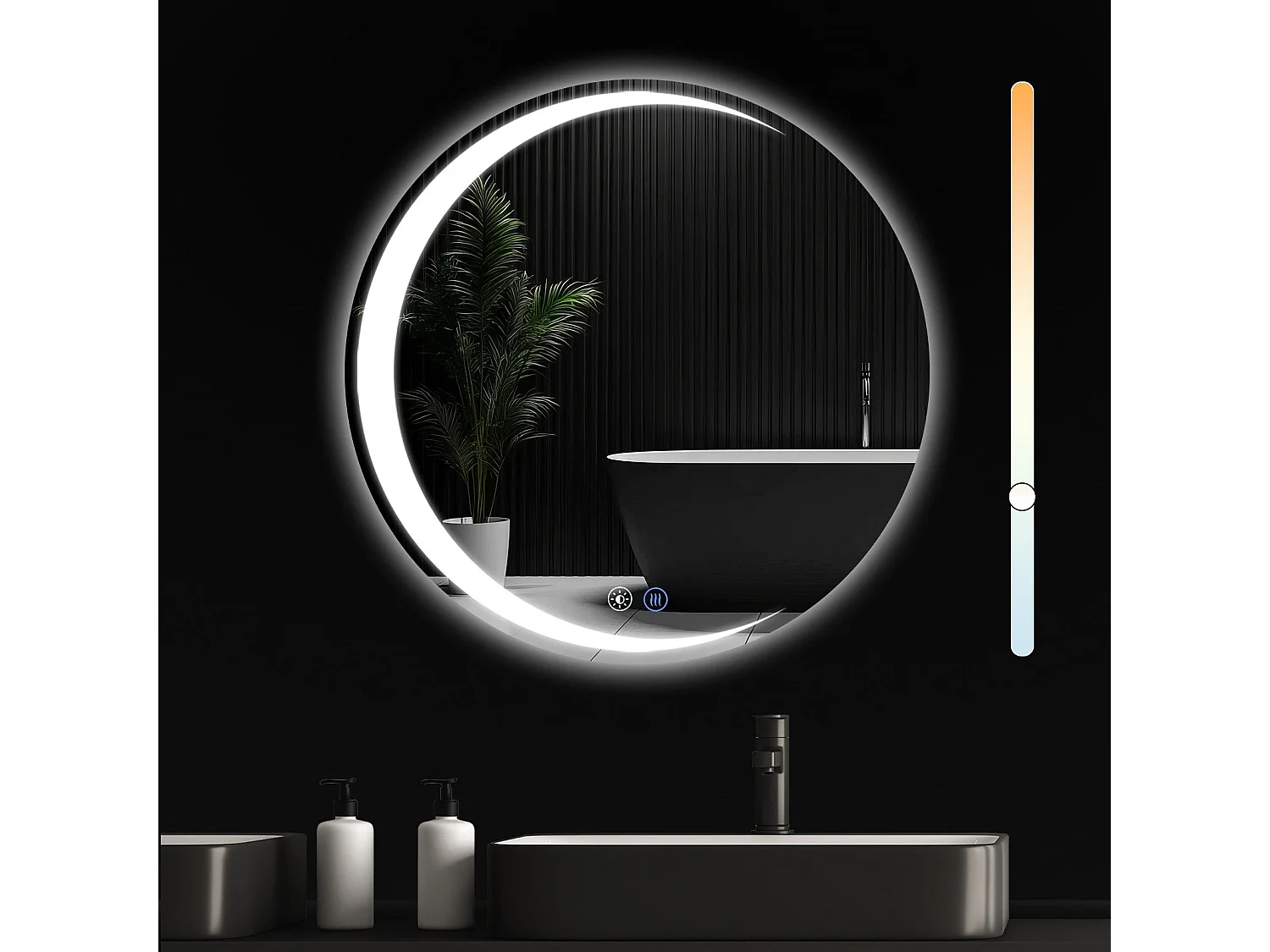 NETTLIFE Badkamerspiegel met verlichting, ronde LED badkamerspiegel IP44, ronde badkamerspiegel van 70 cm met aanraakfunctie