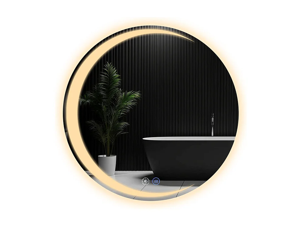 Miroir de salle de bain NETTLIFE avec éclairage, miroir de salle de bain rond à LED IP44, miroir de salle de bain rond 70 cm avec fonction tactile