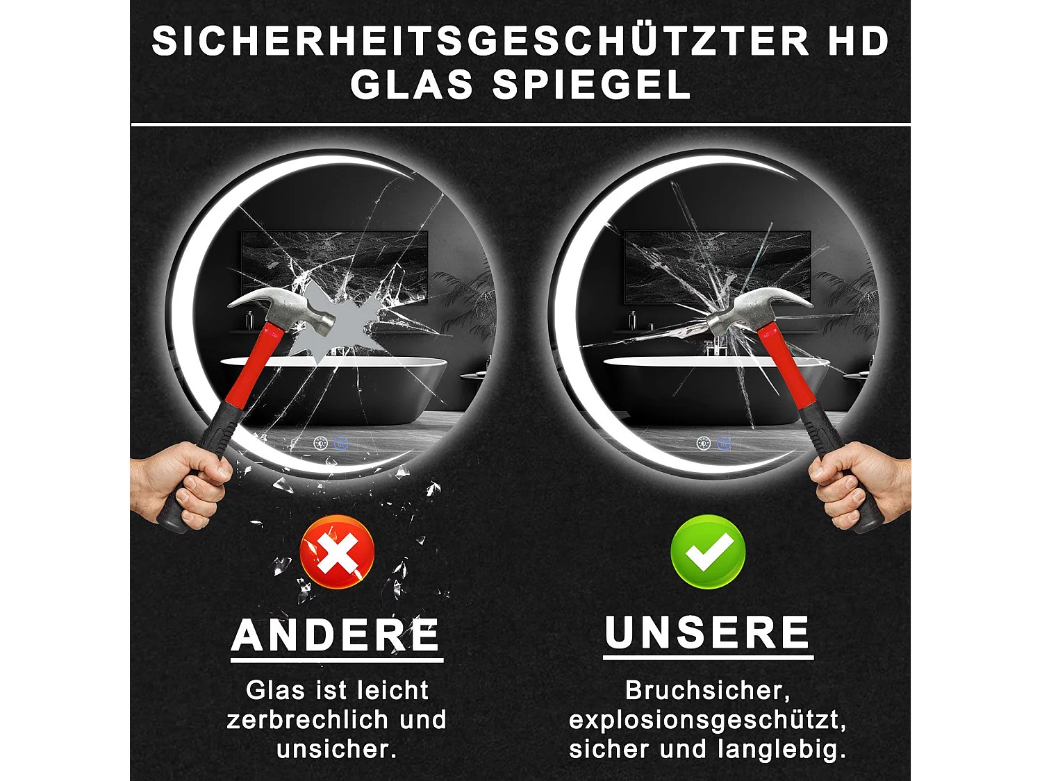 NETTLIFE Badkamerspiegel met verlichting, ronde LED badkamerspiegel IP44, ronde badkamerspiegel van 80 cm met aanraakfunctie