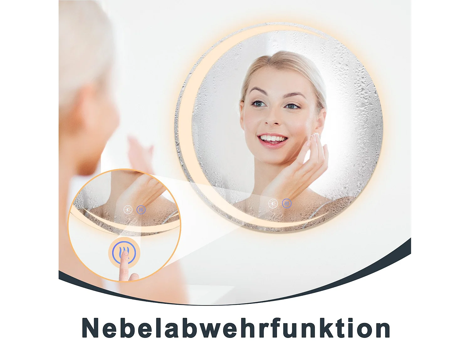 Miroir de salle de bain NETTLIFE avec éclairage, miroir de salle de bain rond à LED IP44, miroir de salle de bain rond de 80 cm avec fonction tactile