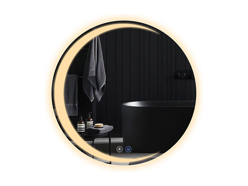 Miroir de salle de bain NETTLIFE avec éclairage, miroir de salle de bain rond à LED IP44, miroir de salle de bain rond de 80 cm avec fonction tactile