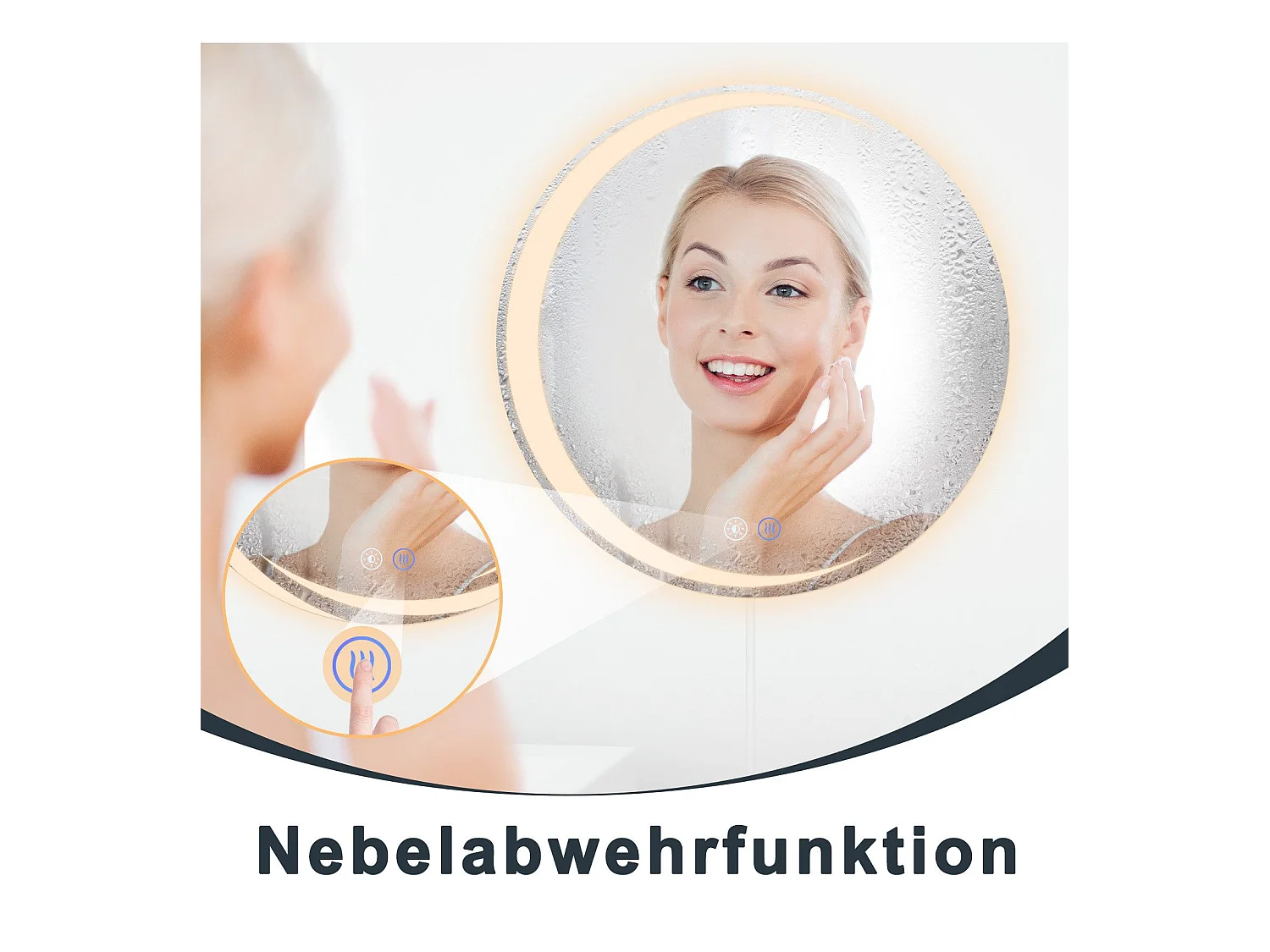 NETTLIFE Badkamerspiegel met verlichting, ronde LED badkamerspiegel IP44, ronde badkamerspiegel van 60 cm met aanraakfunctie