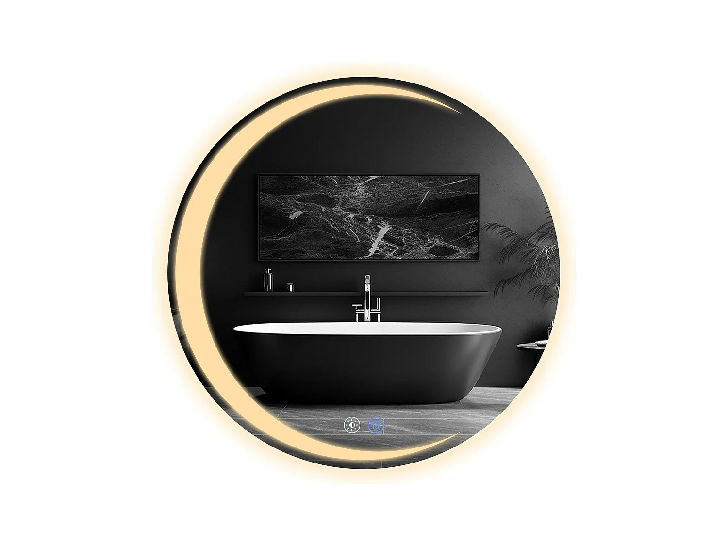 Espejo NETTLIFE con Iluminación Espejo de Baño Redondo LED Espejo de Baño IP44 60cm Espejo de Baño Redondo con Táctil