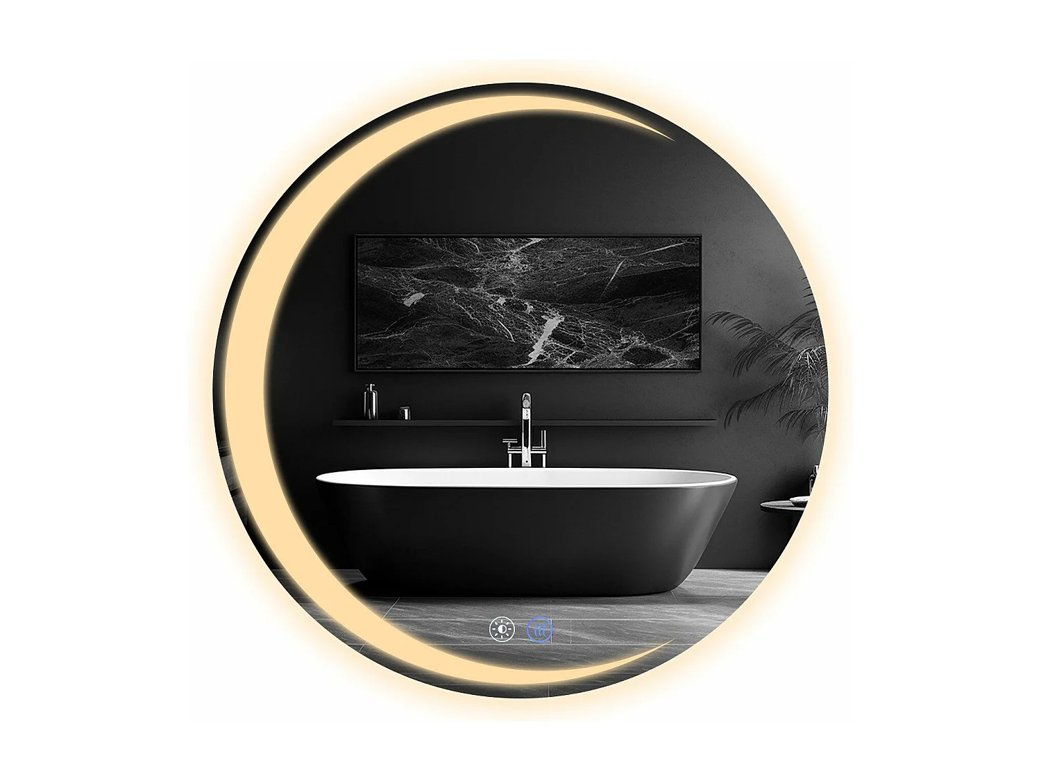 Miroir de salle de bain NETTLIFE avec éclairage, miroir de salle de bain rond à LED IP44, miroir de salle de bain rond de 60 cm avec fonction tactile