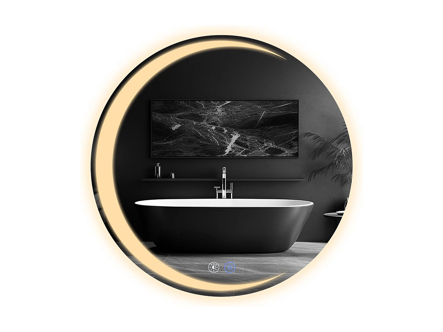 Miroir de salle de bain NETTLIFE avec éclairage, miroir de salle de bain rond à LED IP44, miroir de salle de bain rond de 60 cm avec fonction tactile