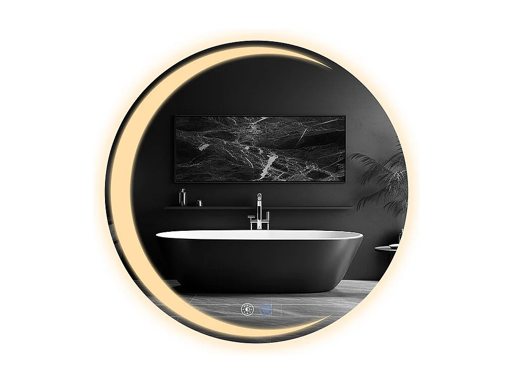 Miroir de salle de bain NETTLIFE avec éclairage, miroir de salle de bain rond à LED IP44, miroir de salle de bain rond de 60 cm avec fonction tactile