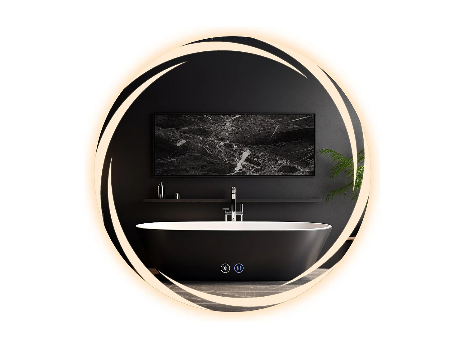 Miroir de salle de bain NETTLIFE avec éclairage, miroir de salle de bain rond à LED, miroir de salle de bain rond IP44 de 60 cm avec fonction tactile