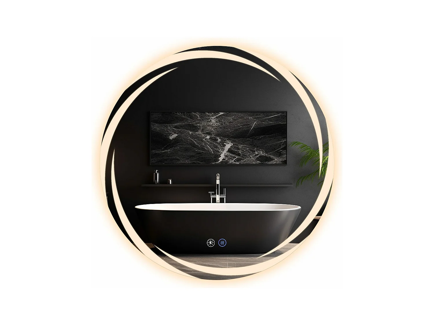 NETTLIFE Lustro łazienkowe z oświetleniem, okrągłe lustro łazienkowe LED, 50 cm IP44 okrągłe lustro łazienkowe z funkcją dotykową