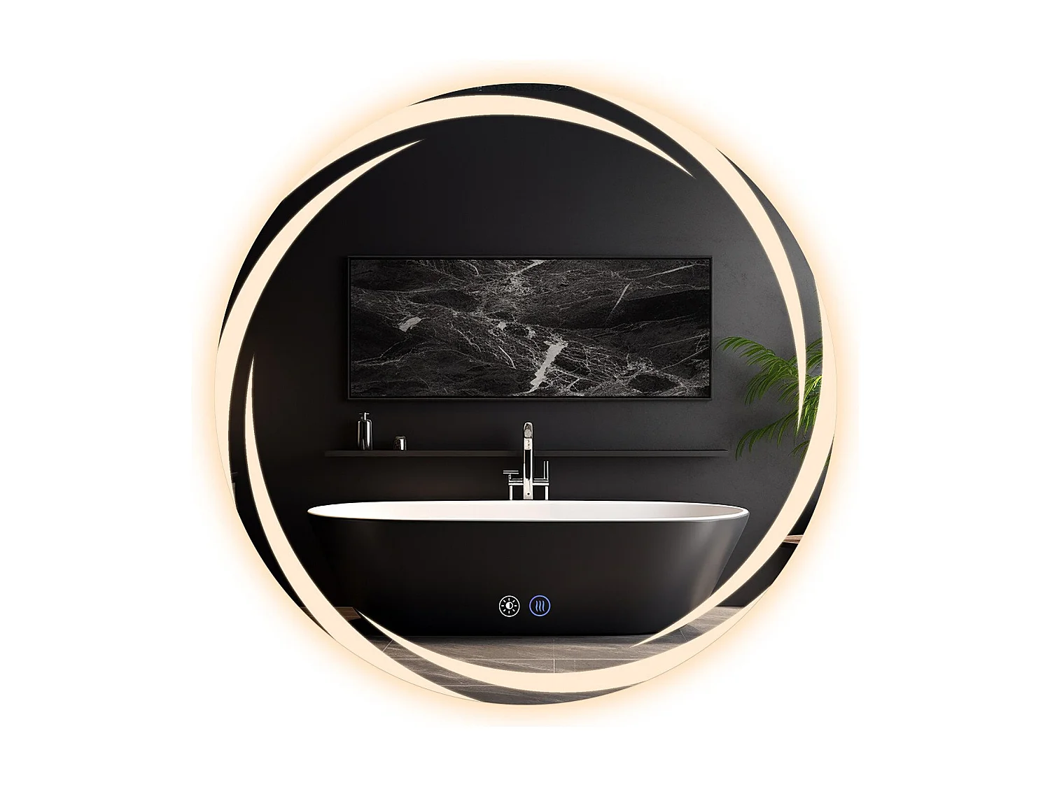 NETTLIFE Lustro łazienkowe z oświetleniem, okrągłe lustro łazienkowe LED, 50 cm IP44 okrągłe lustro łazienkowe z funkcją dotykową