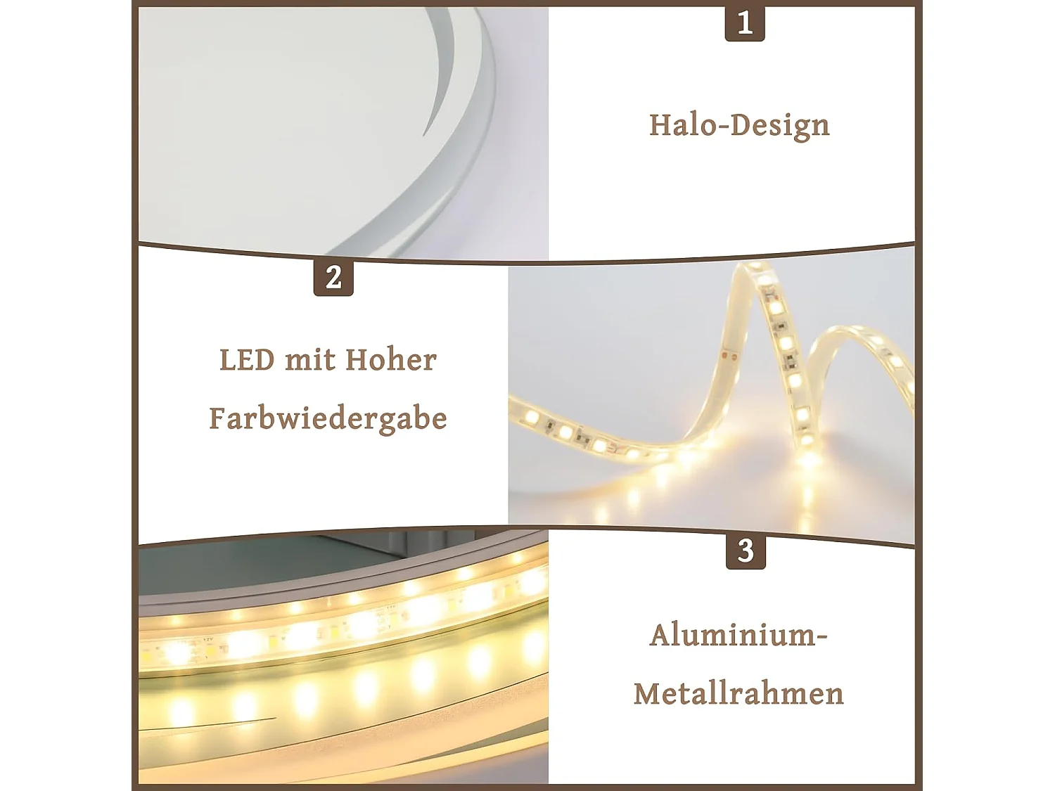 NETTLIFE Espejo de baño con iluminación, espejo de baño redondo LED, espejo de baño redondo IP44 de 50 cm con función táctil.