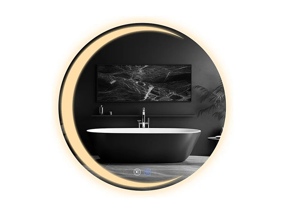 Miroir de salle de bain NETTLIFE avec éclairage, miroir de salle de bain rond à LED IP44, miroir de salle de bain rond de 50 cm avec fonction tactile