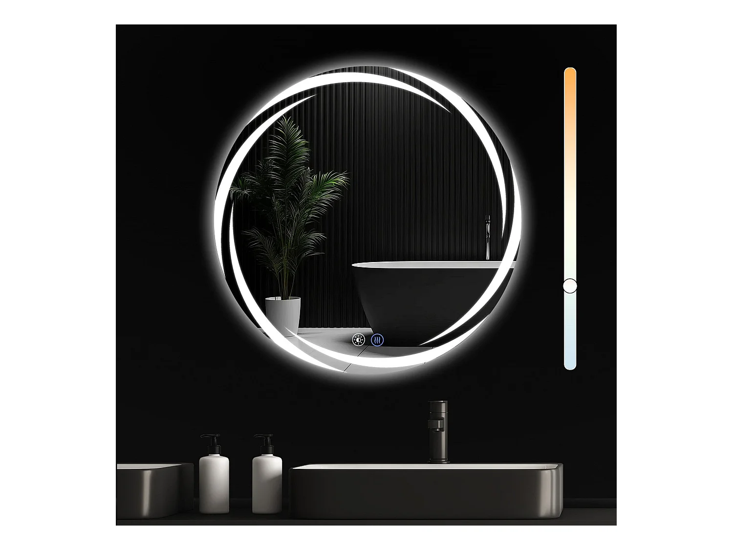 Miroir de salle de bain NETTLIFE avec éclairage, miroir de salle de bain rond à LED, miroir de salle de bain rond IP44 de 70 cm avec fonction tactile