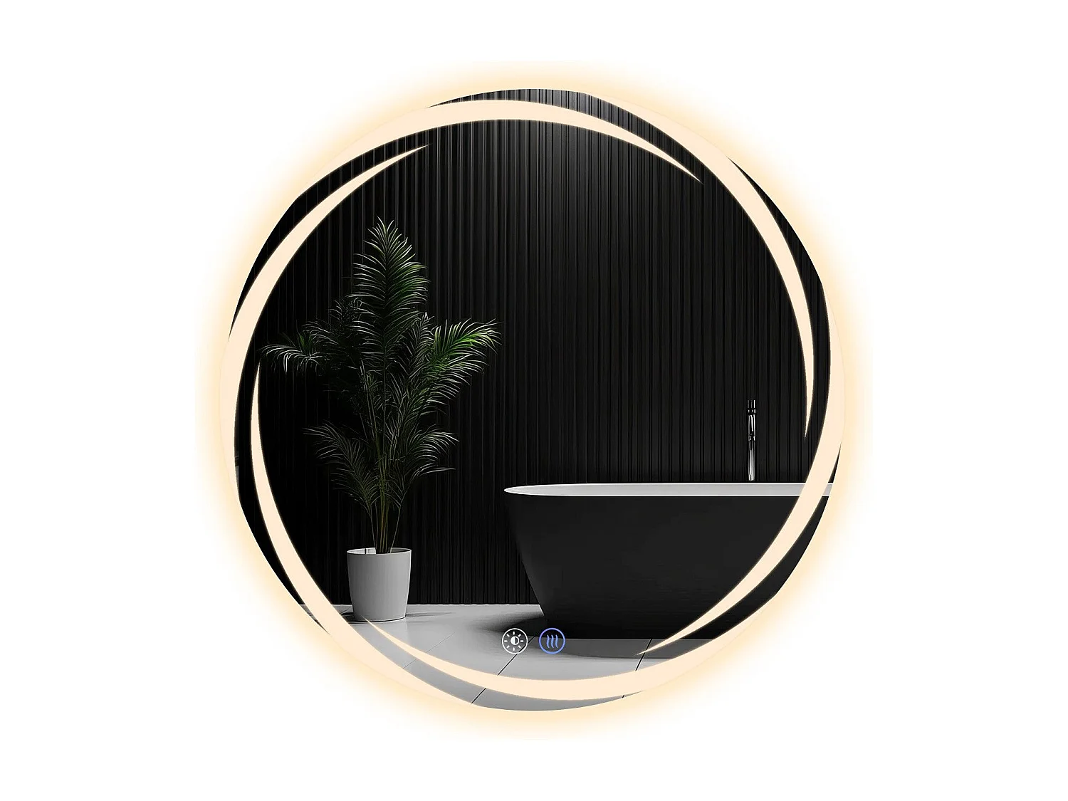 NETTLIFE Lustro łazienkowe z oświetleniem, okrągłe lustro łazienkowe LED, 70 cm IP44 okrągłe lustro łazienkowe z funkcją dotykową