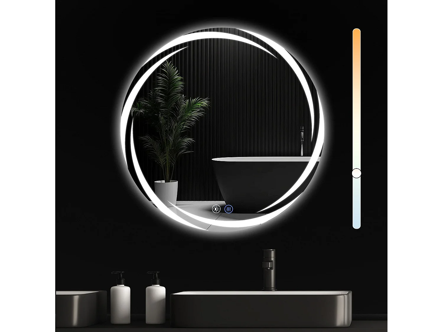 Miroir de salle de bain NETTLIFE avec éclairage, miroir de salle de bain rond à LED, miroir de salle de bain rond IP44 de 70 cm avec fonction tactile