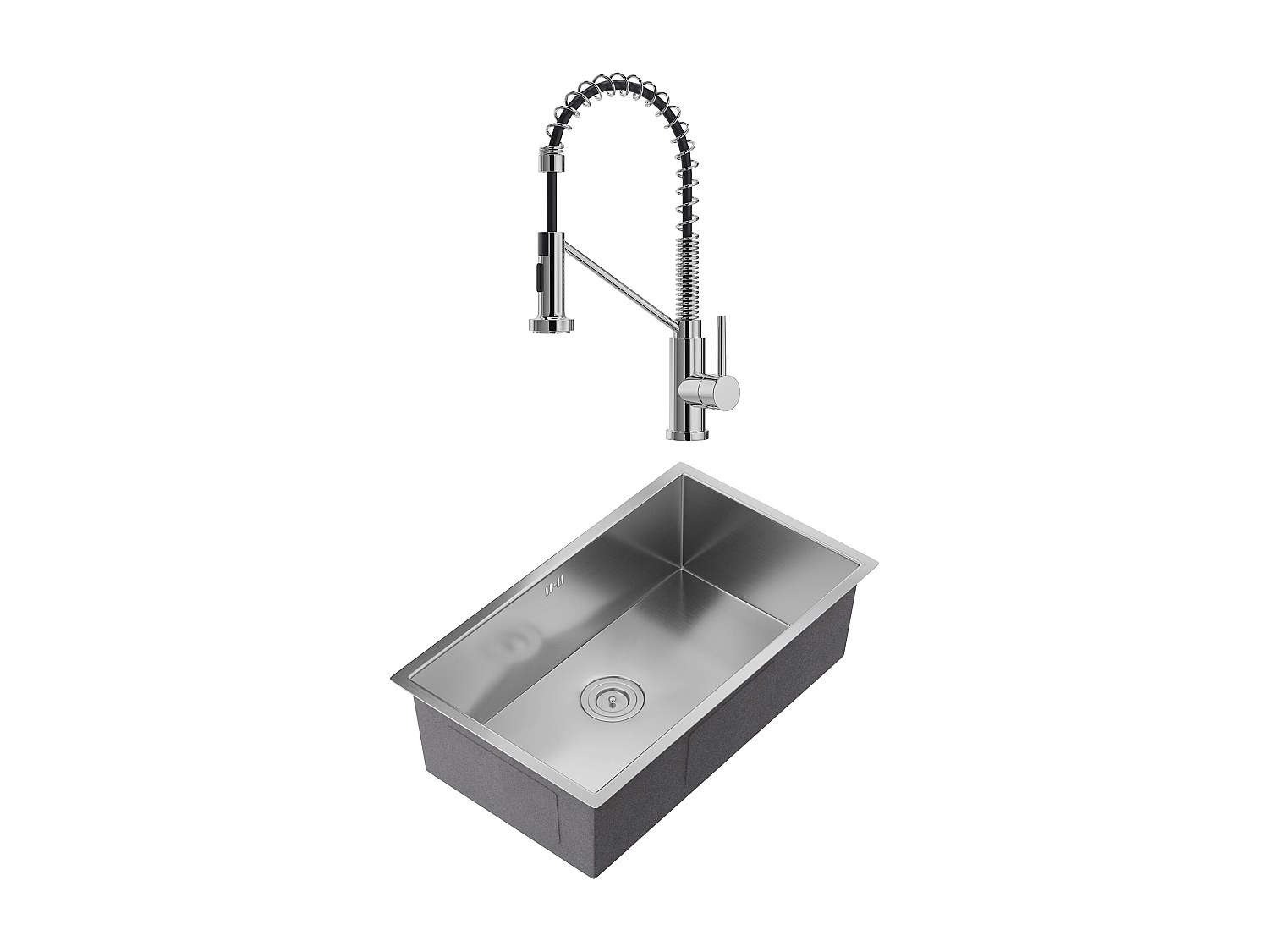 Set Spülbecken 76 x 45 cm SOELA + Armatur ROFLEX mit abnehmbarem Auslauf au günstig online kaufen