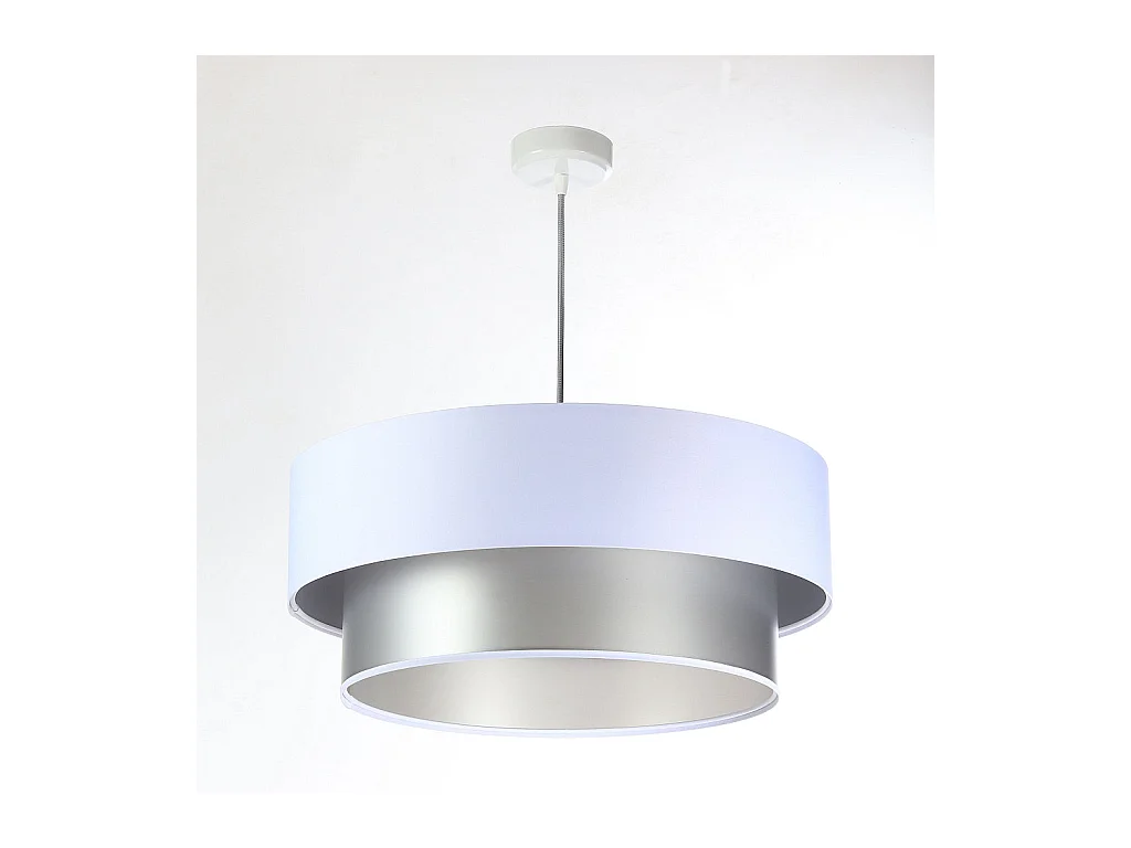 Suspension Duo blanc et argent  Ø40cm
