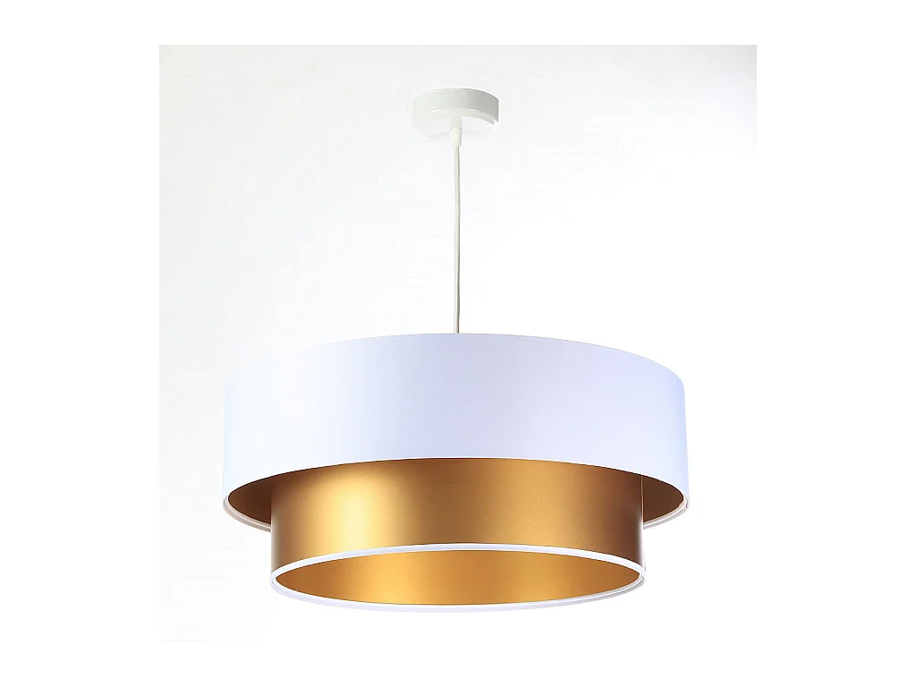 Suspension Duo blanc et doré Ø40cm