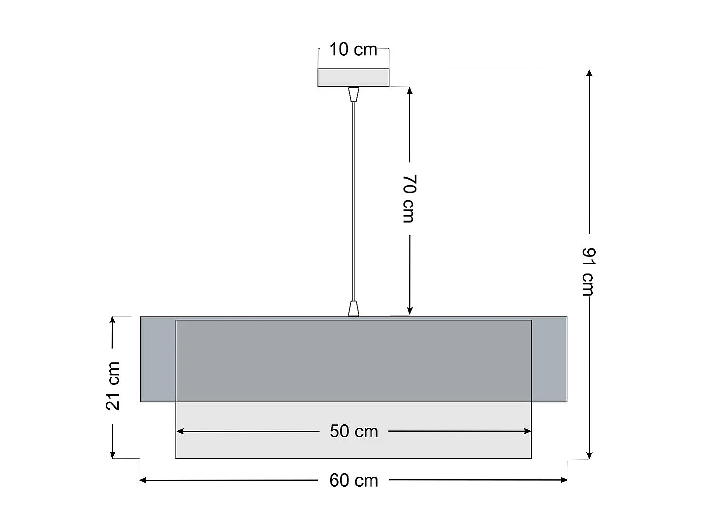 Suspension Duo noir et argent Ø60cm