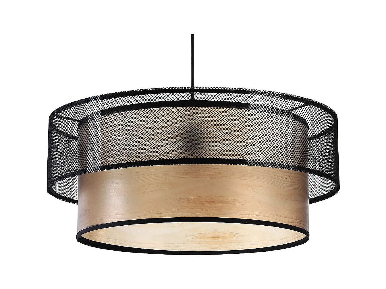 Suspension Duo en imitation bois Ø40cm