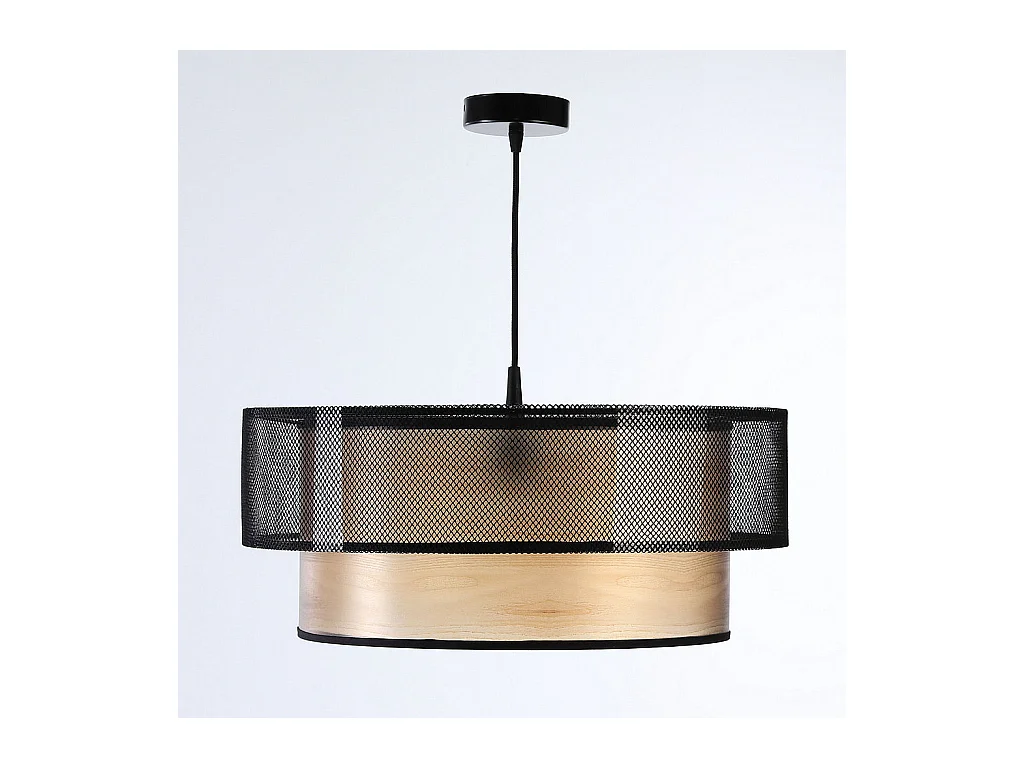 Suspension Duo en imitation bois Ø40cm