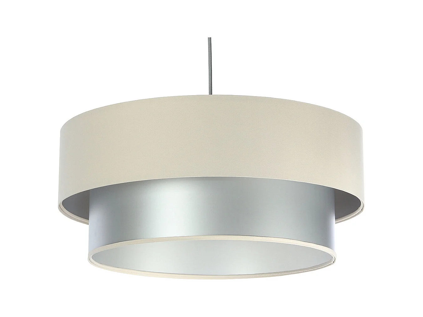 Suspension Duo crême et argent Ø50cm