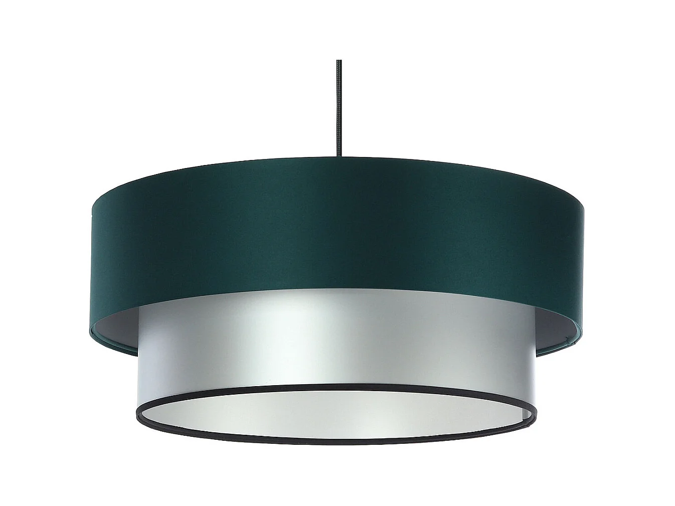 Suspension Duo vert bouteille et argent Ø60cm