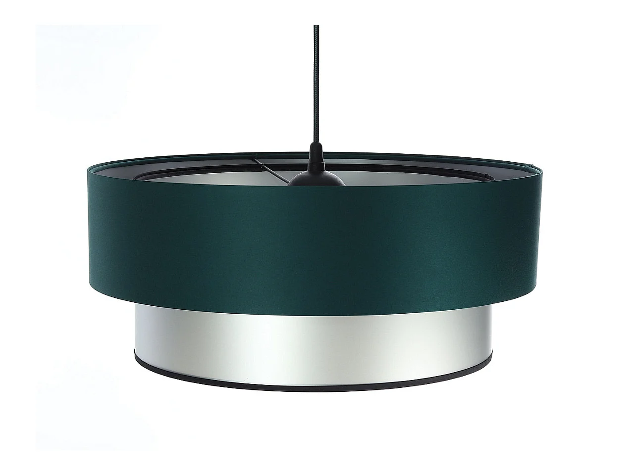 Suspension Duo vert bouteille et argent Ø60cm