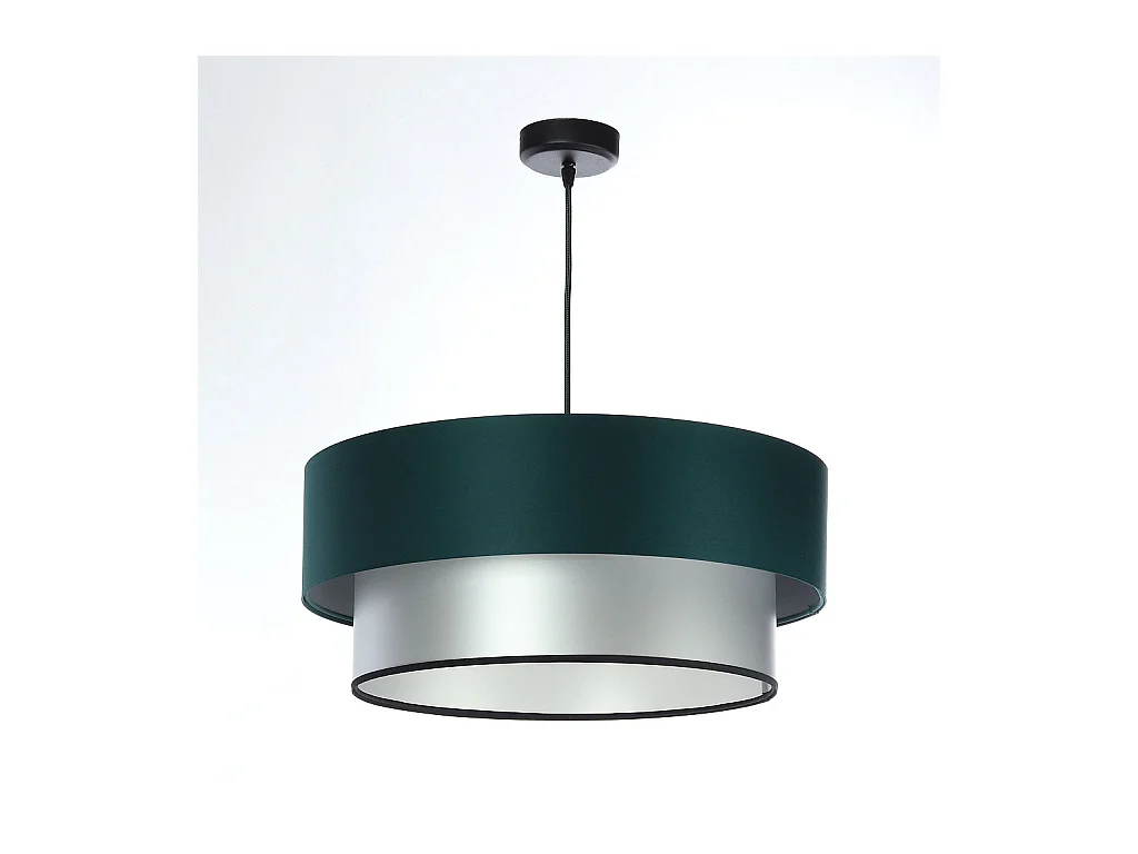 Suspension Duo vert bouteille et argent Ø40cm