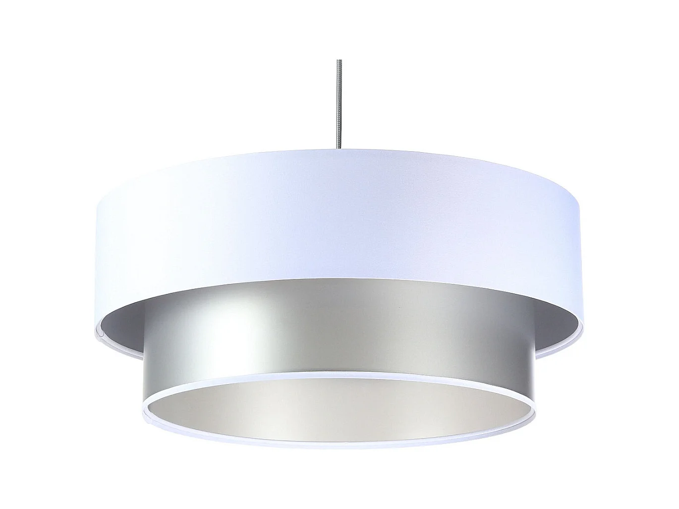 Suspension Duo blanc et argent  Ø50cm