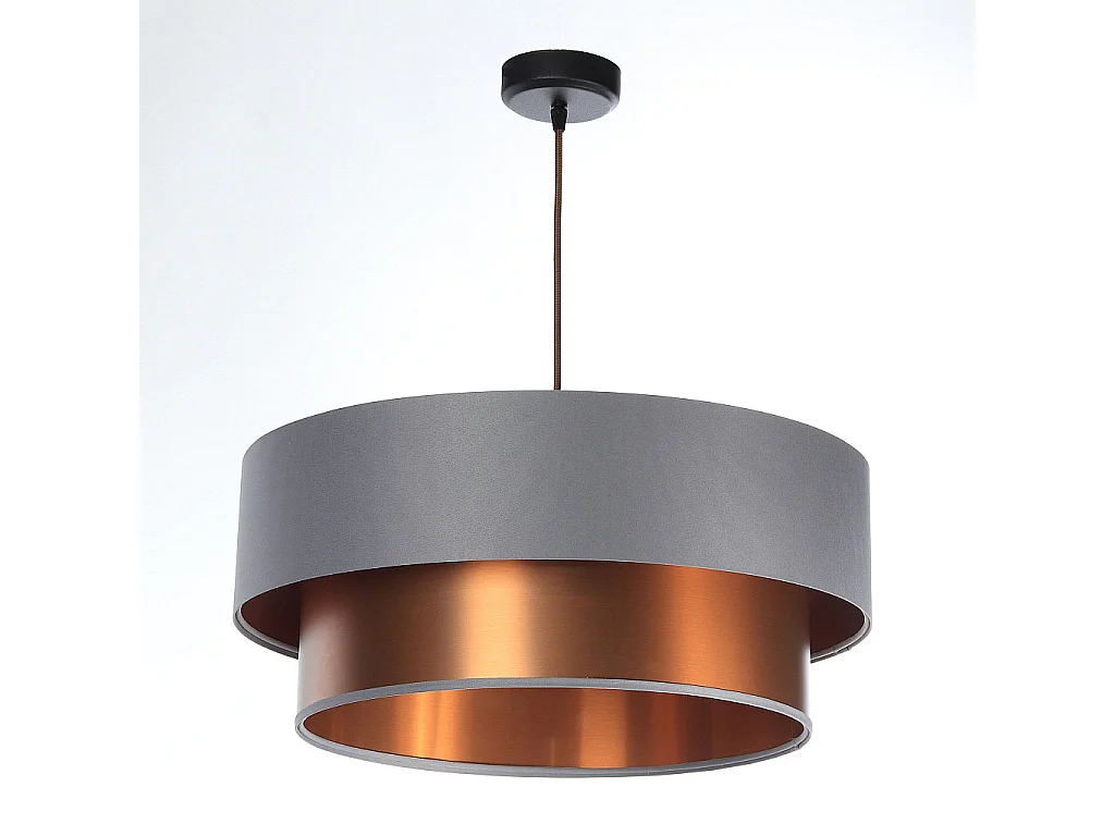 Suspension Duo gris et cuivré Ø60cm