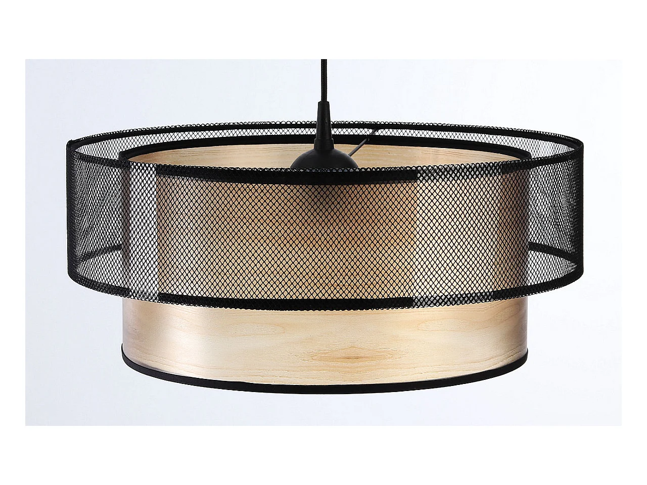 Suspension Duo en imitation bois Ø60cm