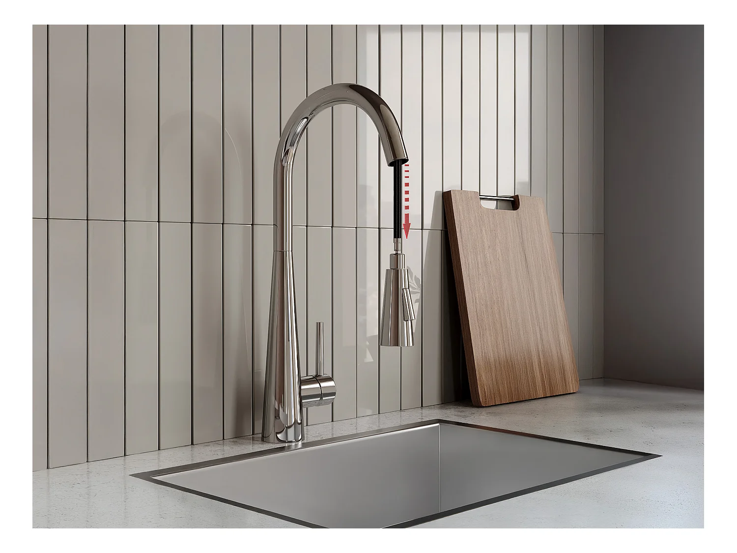 Ensemble évier 55x45 cm SOELA + robinet avec douchette RONA en acier inoxydable - Gris et Chromé