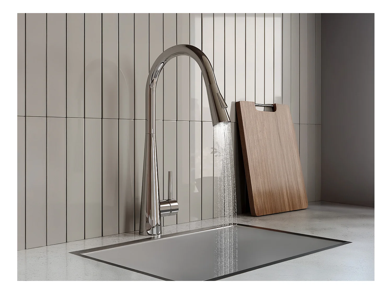 Fregadero 76x45 cm SOELA + grifo con ducha RONA de acero inoxidable - Gris y Cromado