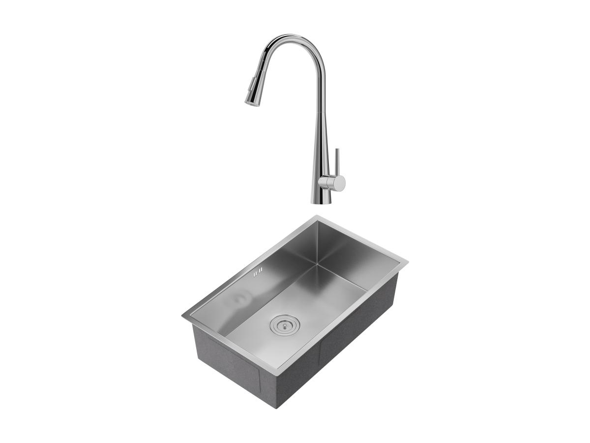 Set Spülbecken 76 x 45 cm SOELA + Armatur RONA mit abnehmbarem Auslauf aus günstig online kaufen