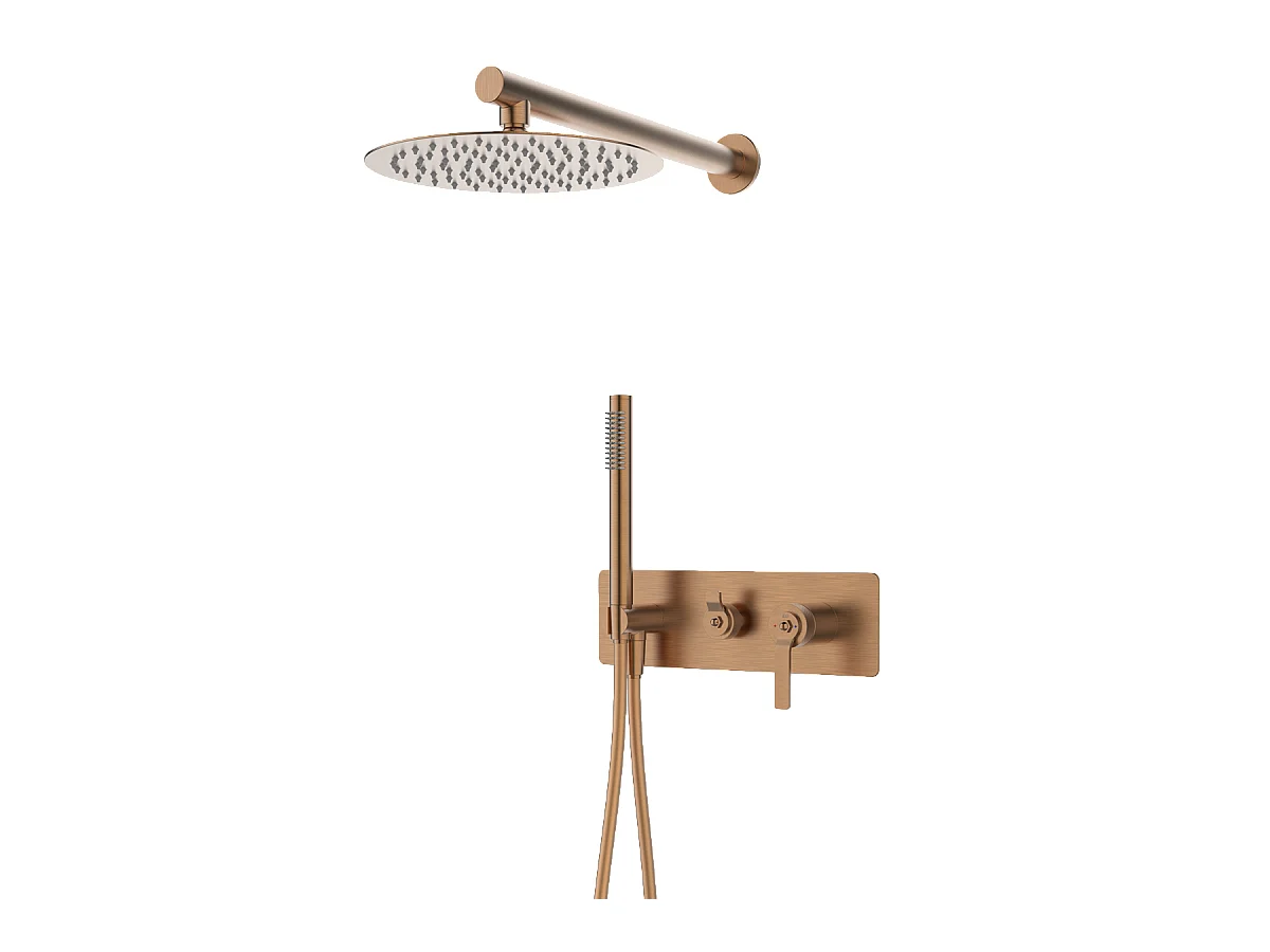 Molette colonne de douche encastrée mécanique cuivre brossé - Essebagno