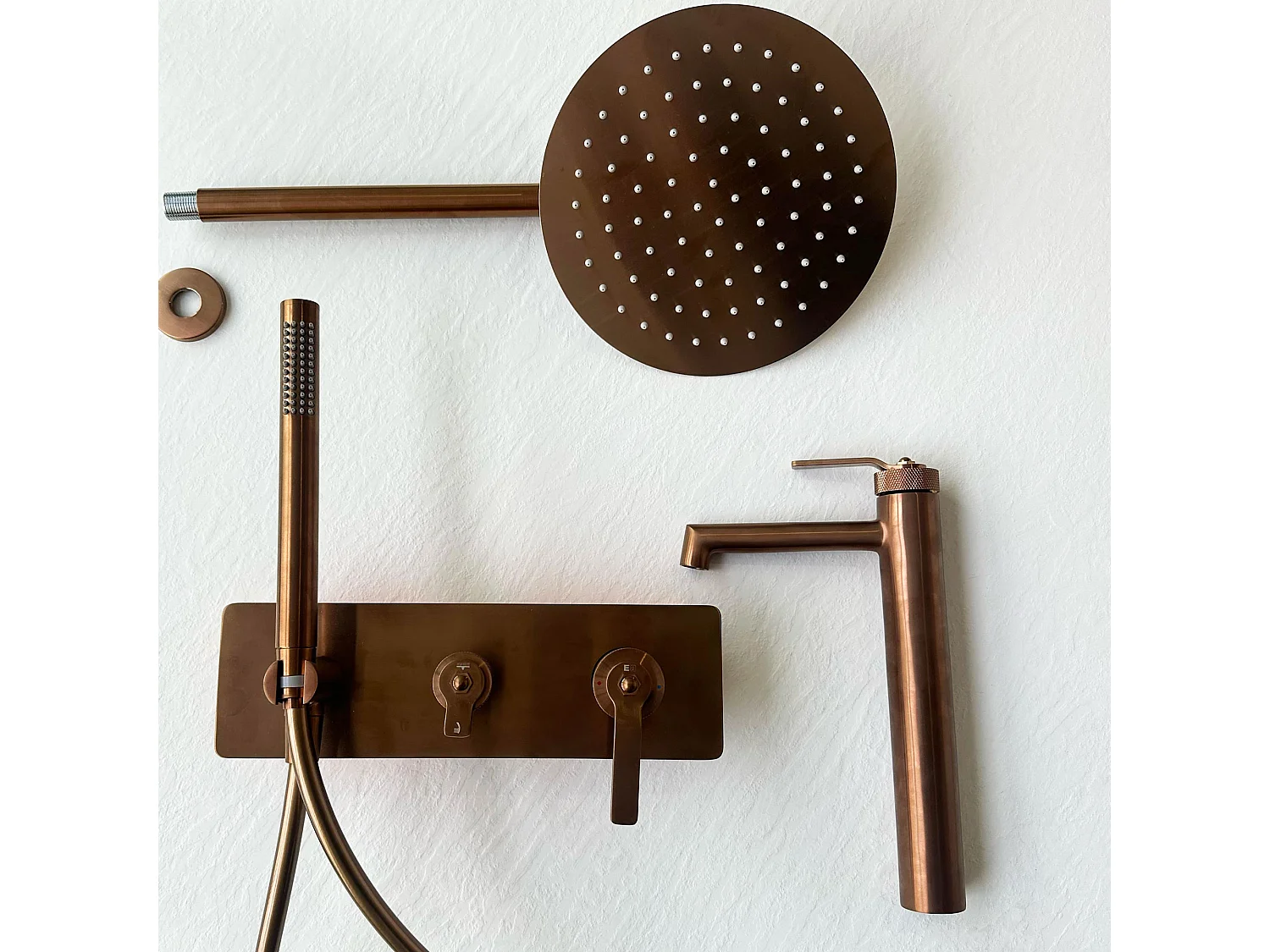 Molette colonne de douche encastrée mécanique cuivre brossé - Essebagno