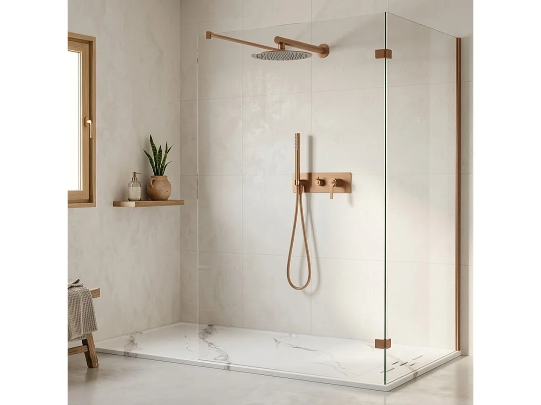 Molette colonne de douche encastrée mécanique cuivre brossé - Essebagno