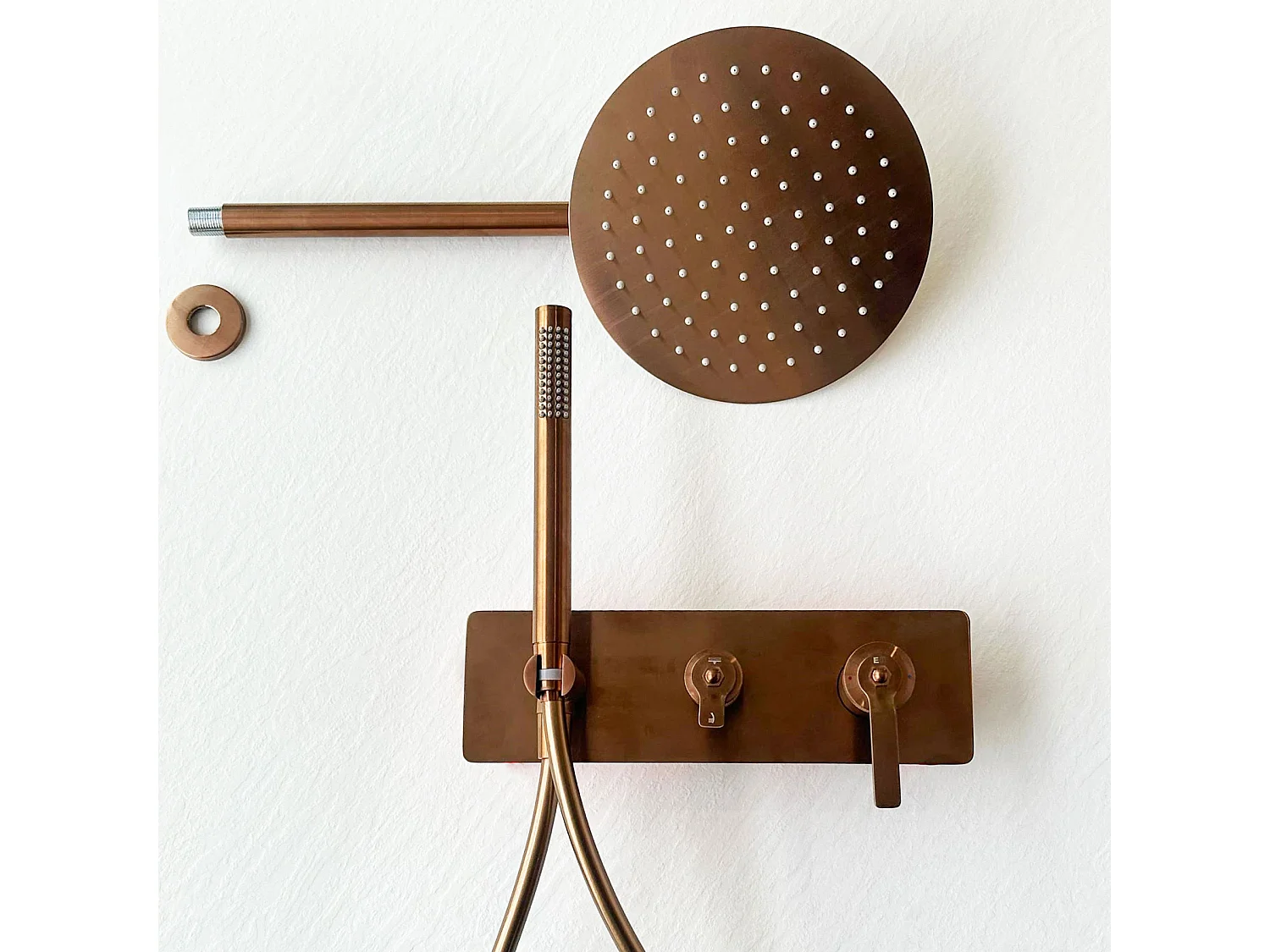 Molette colonne de douche encastrée mécanique cuivre brossé - Essebagno