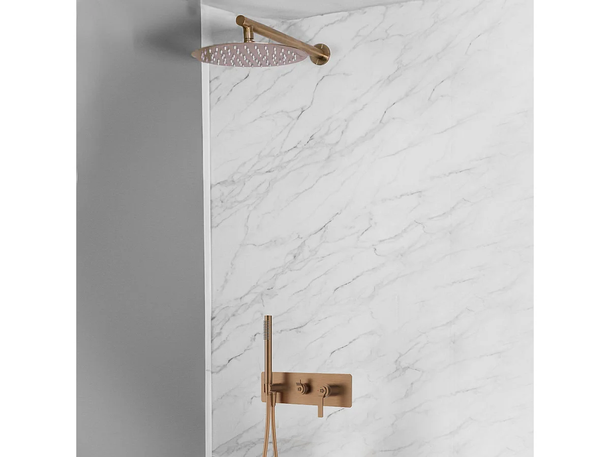 Molette colonne de douche encastrée mécanique cuivre brossé - Essebagno