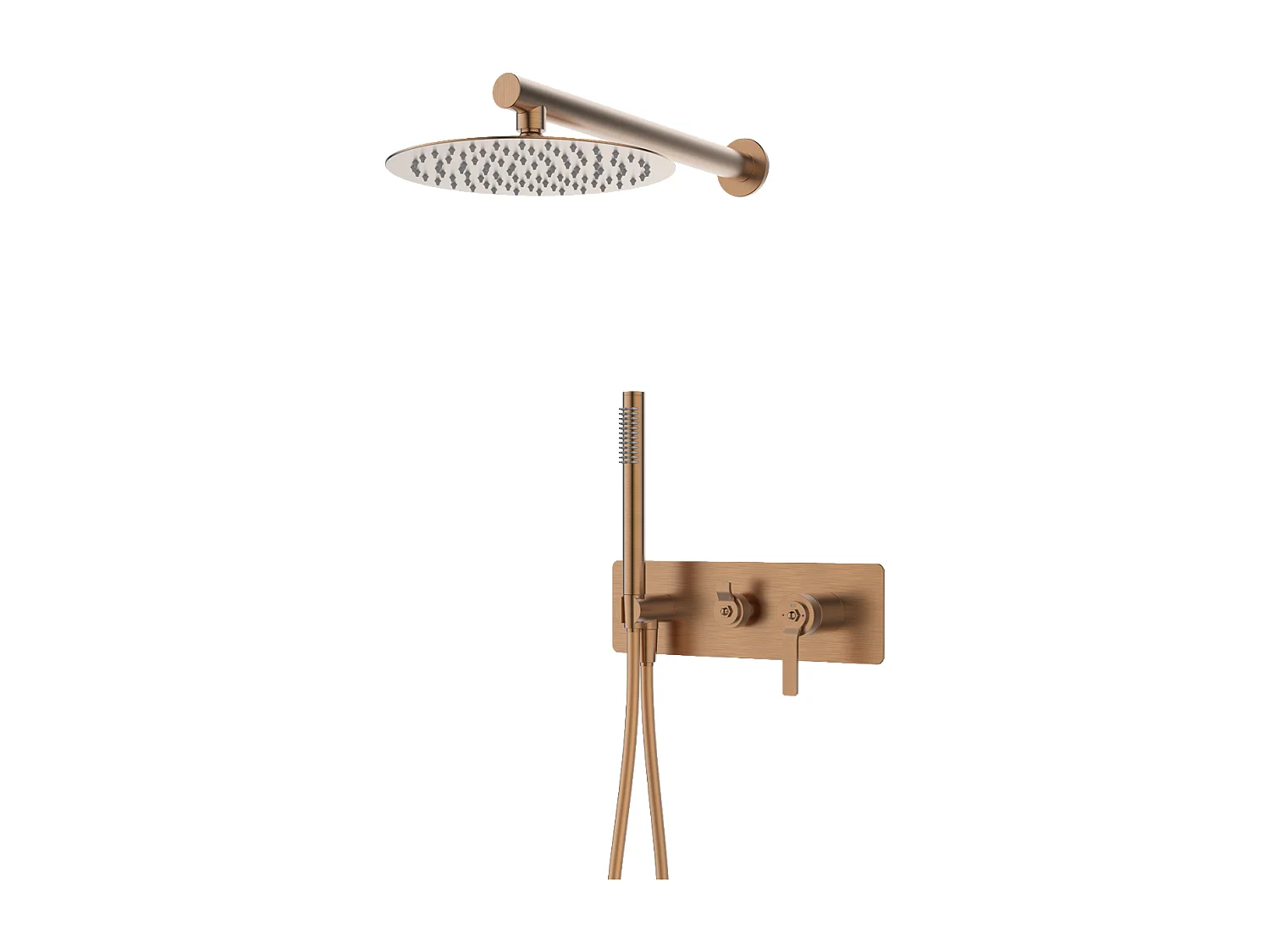 Molette colonne de douche encastrée mécanique cuivre brossé - Essebagno