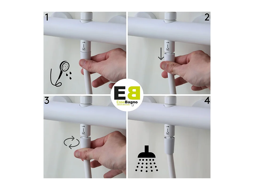 Conjunto de duche mecânica Envol inox escovado Essebagno