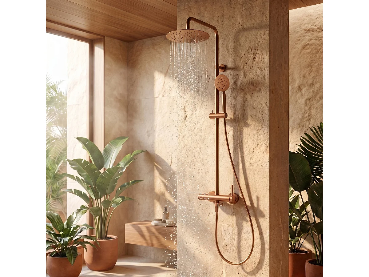Lollipop II colonne de douche mécanique cuivre brossé 250 - Essebagno
