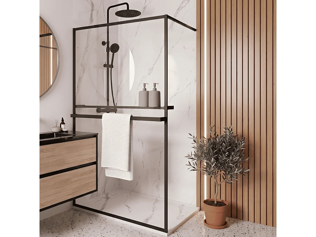 Lollipop II colonne de douche mécanique noire mat 250 - Essebagno