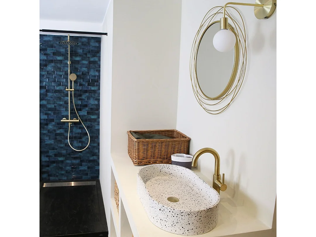 Lollipop II Columna de ducha mecánica oro cepillado 250 Essebagno