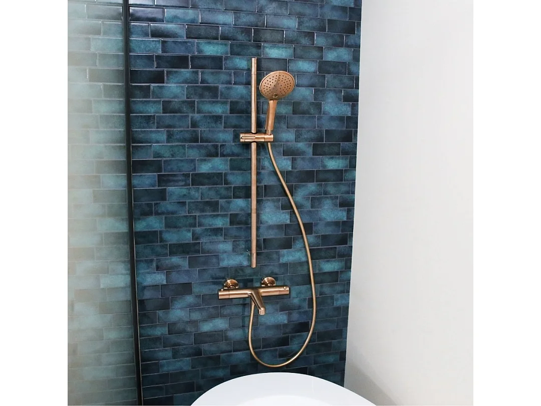 Luisa ensemble barre de douche cuivre brossé 3 pièces - Essebagno
